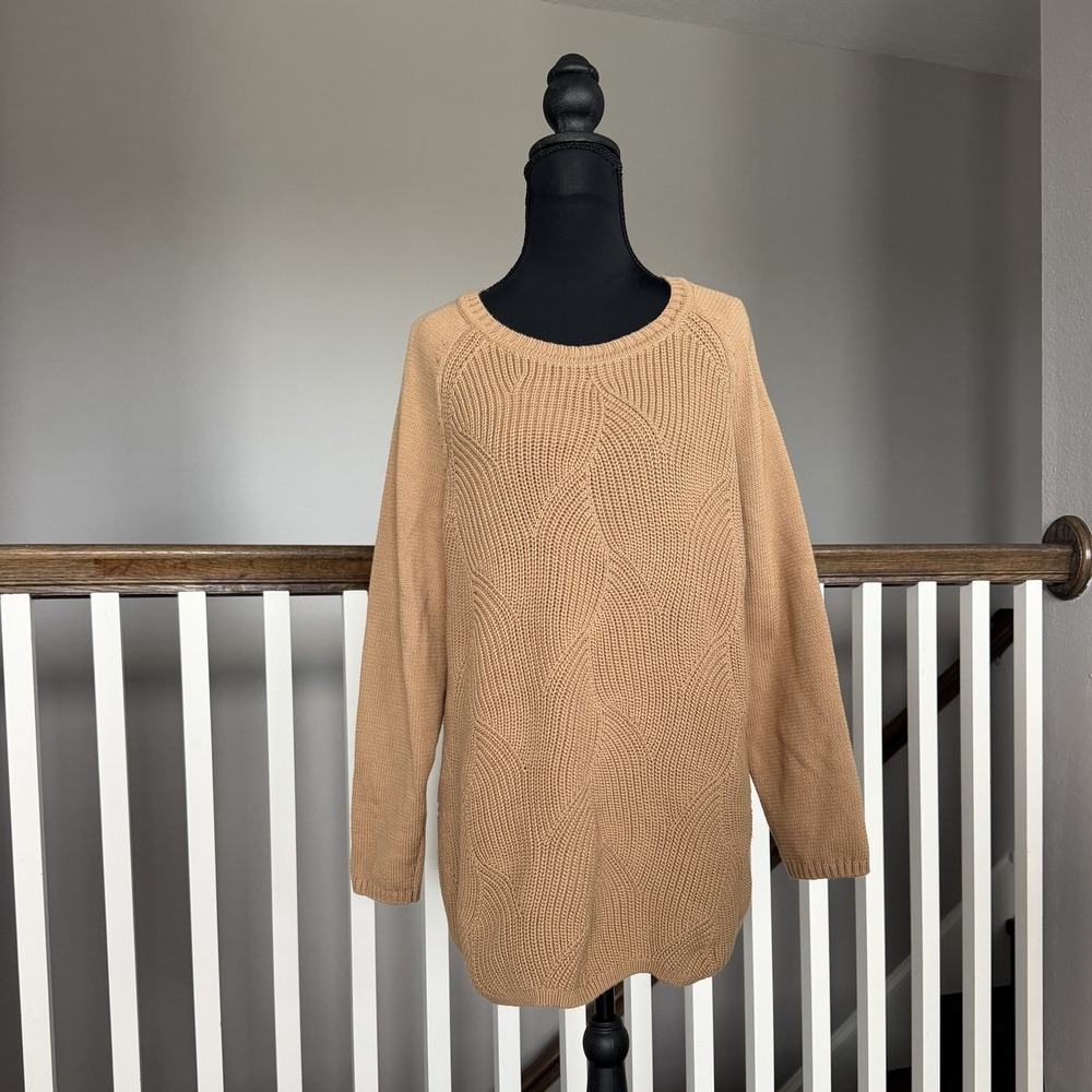 TALBOTS Plus Long Sleeve Cotton Blend 1X  Brown Boho Forest Cottage Fisherman
